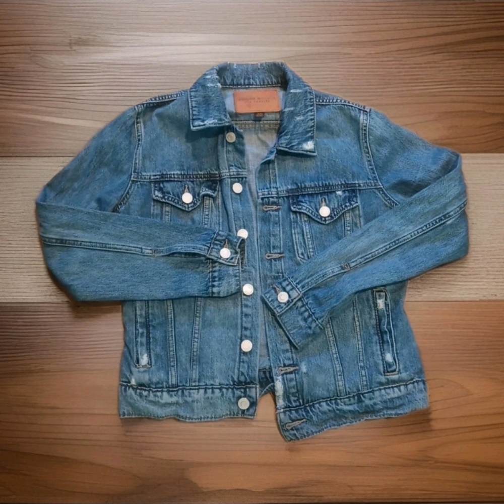 Lucky Brand Denim Jean Jacket Womens size SP Tomboy Trucker Style Blue Cotton